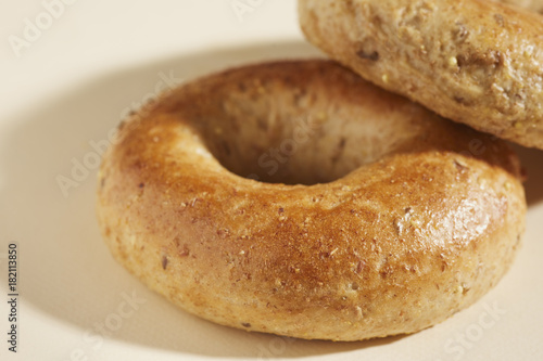 two whole wheat bagels