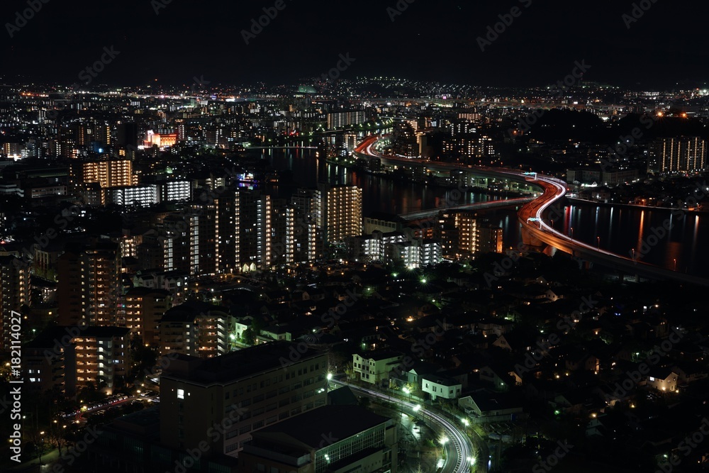 Obraz premium 福岡タワーからの福岡市夜景