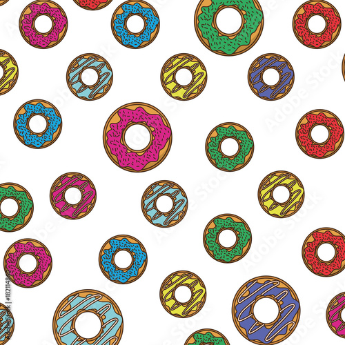 donut pattern in colorful silhouette in white background vector illustration