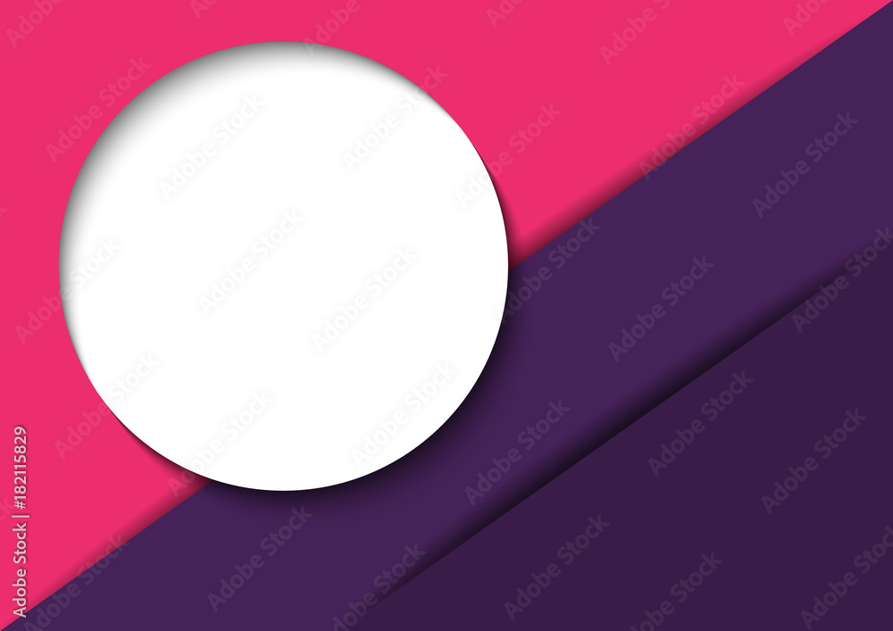 Obraz premium Abstract trendy paper cut background and white circle frame.Modern minimal origami greeting cards cover design background.Vector illustration.