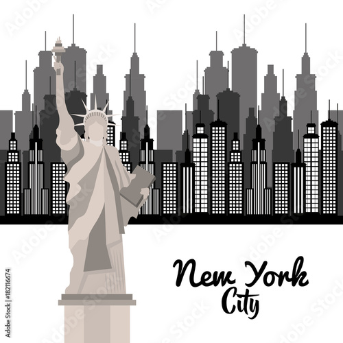new york city statue of Liberty scene vector illustration design