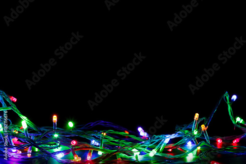 Christmas lights on black