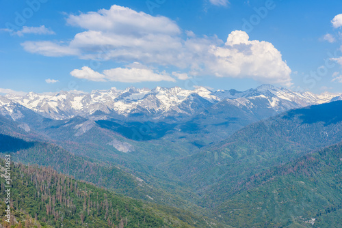 The amazing view from Moro Rock to Sierra Nevada, Mount Whitney. Hiking in Sequoia National Park, California, USA