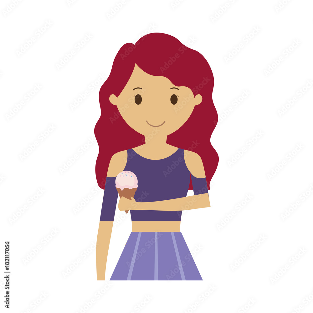 woman with ice cream cone vector illustration woman with ice cream cone vector illustration