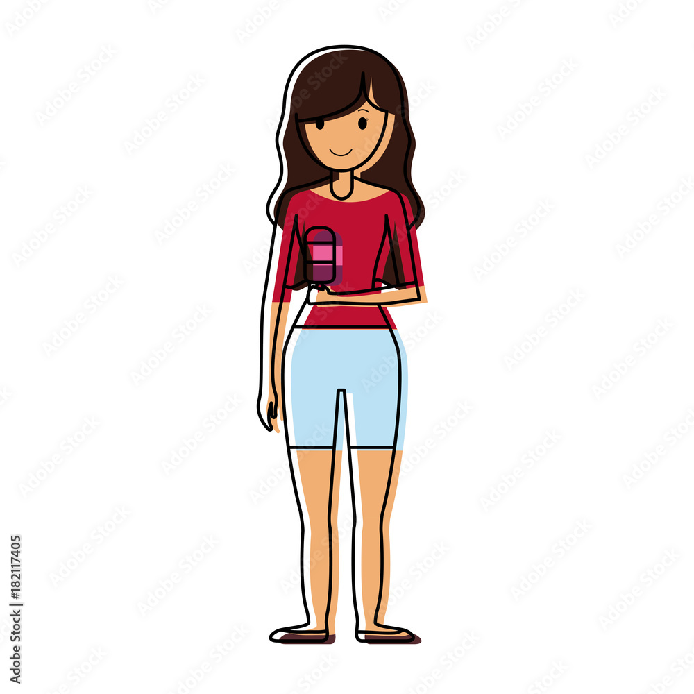 woman with black hair an ice cream vector illustraion woman with black hair an ice cream vector illustraion