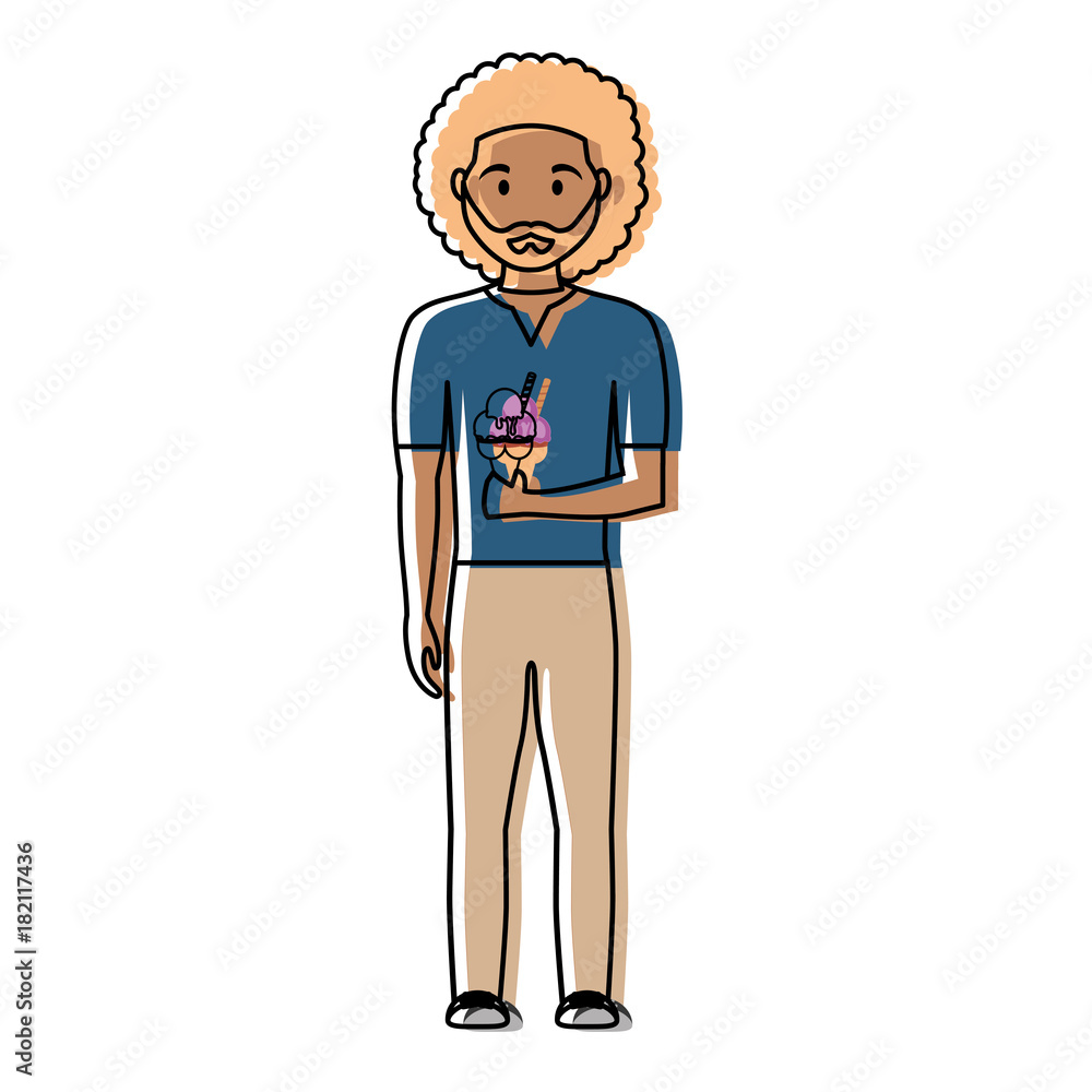 man with ice cream  scoops  vector illustration