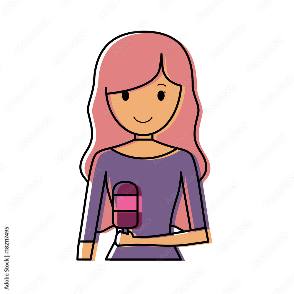 woman with pink hair an ice cream vector illustration woman with pink hair an ice cream vector illustration