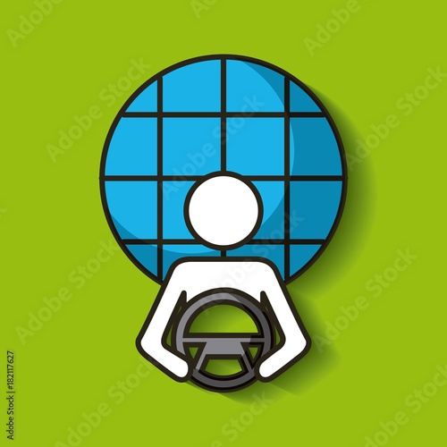 driverless car smart and radar navigation vector illustration