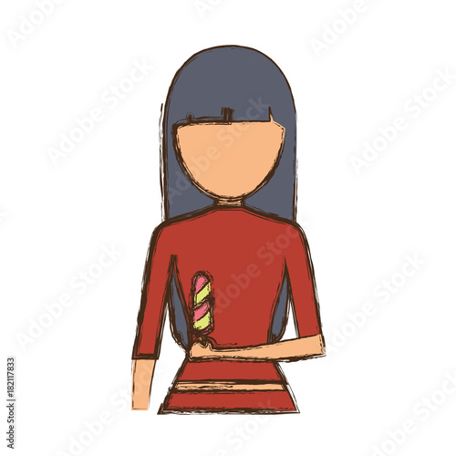 woman   with grey hair an ice cream   vector illustration
