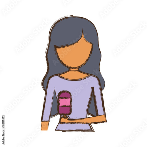 woman   with grey hair an  ice cream vector illustration