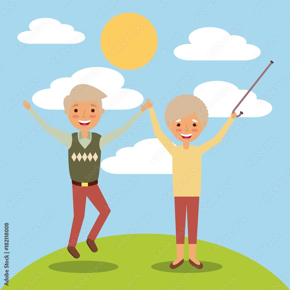 cute couple the old woman and man grandparents lovely vector illustration cute couple the old woman and man grandparents lovely vector illustration