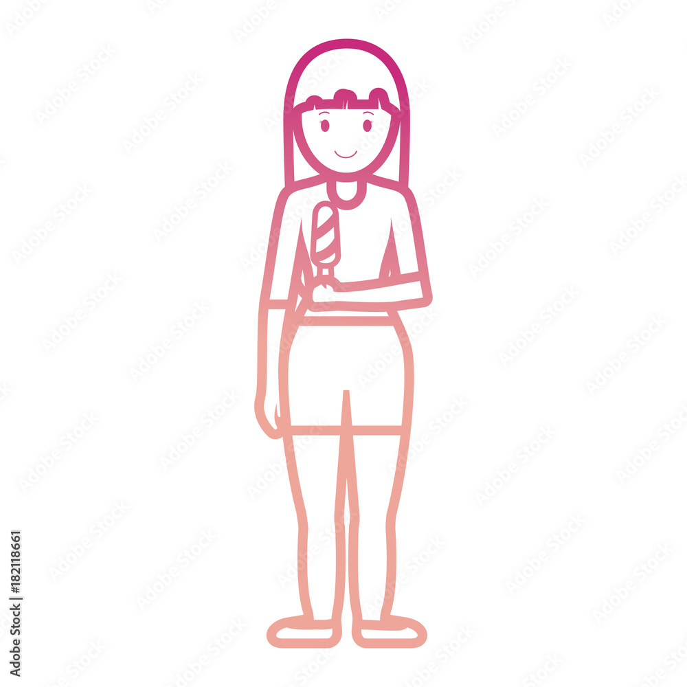 woman with  ice cream   vector illustration