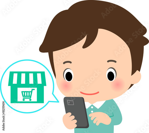 スマートフォンでネットショップを利用する男性