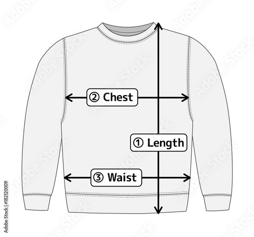 sweatshirt illustration for size chart (english)