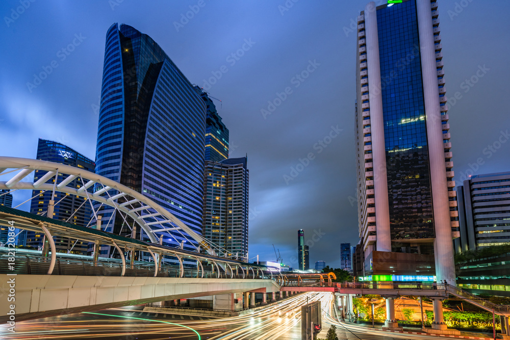 Obraz premium Commercial Building And Bridge View In Bangkok, 2017