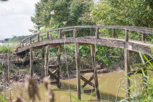old bridge in a jungle of vietnam
