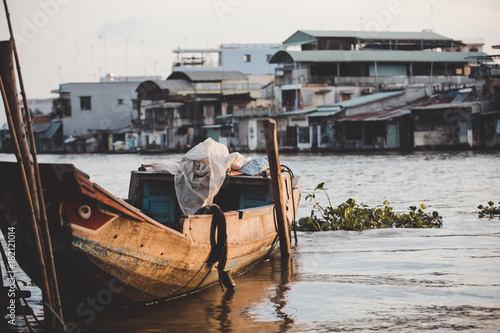 Boat mooring in Mekong river