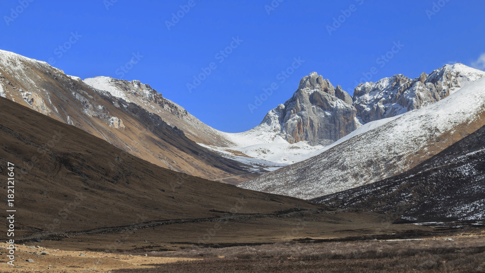 Panoramic Mountain Tibetan Himalayan landscape in SiChuan province, China