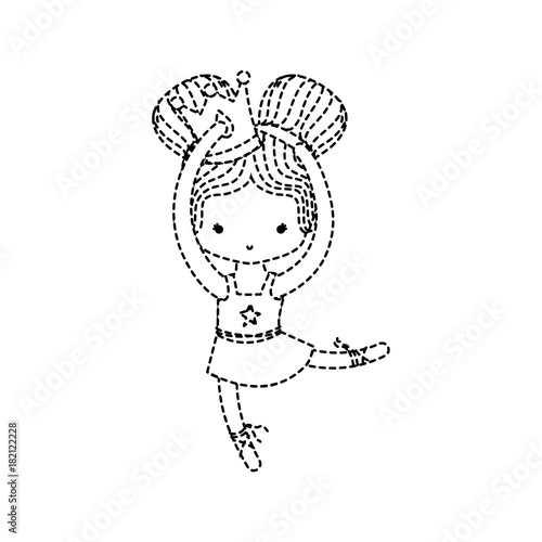 dotted shape girl practice perfomance with crown decoration and professional clothes