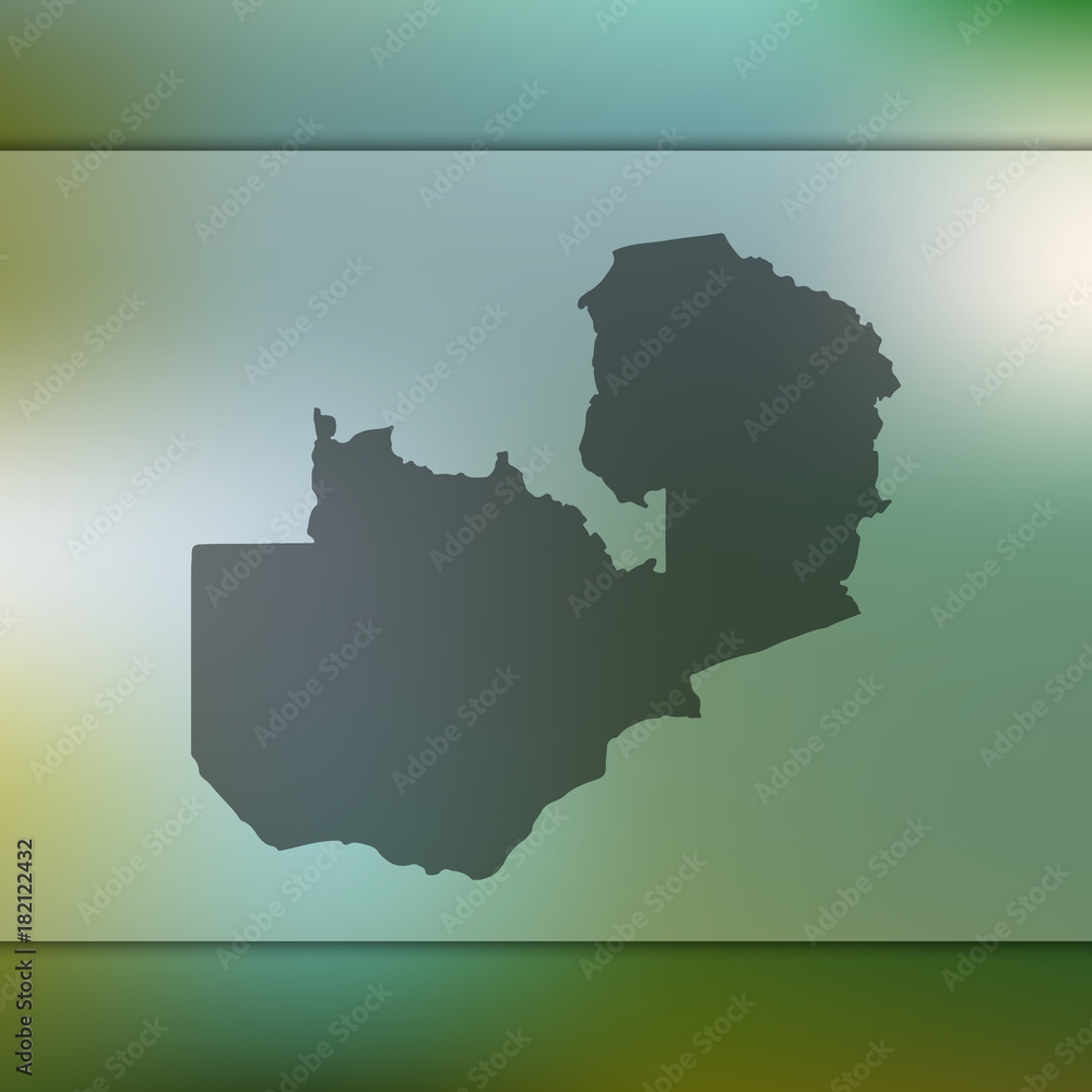 Zambia map. Blurred background with silhouette of Zambia map. Vector silhouette of Zambia map