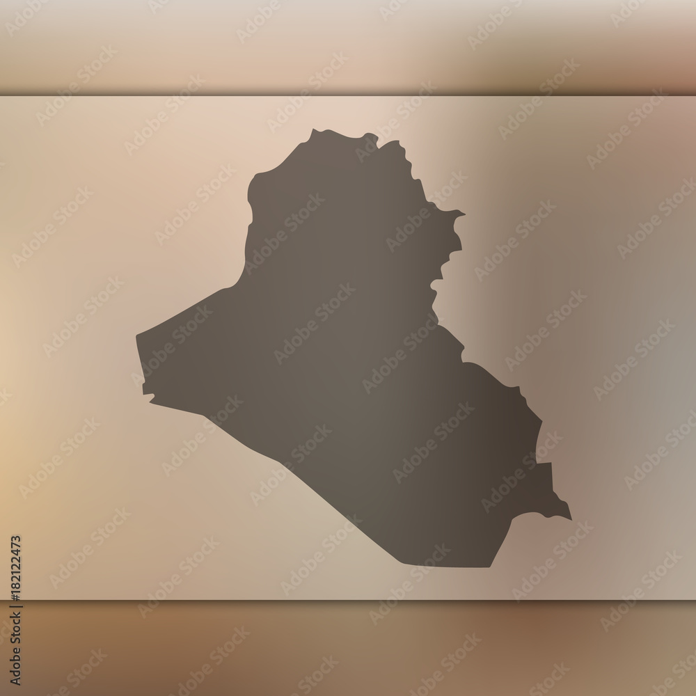 Iraq map. Blurred background with silhouette of Iraq map. Vector silhouette of Iraq map