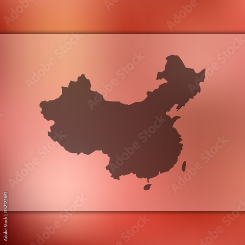 China map. Blurred background with silhouette of China map. Vector silhouette of China map