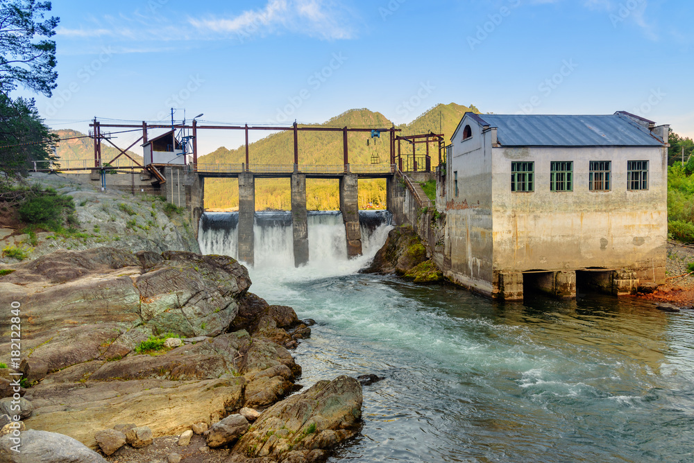 Old hydroelectric power station. Chemal, Altai Republic, Russia Old hydroelectric power station. Chemal, Altai Republic, Russia