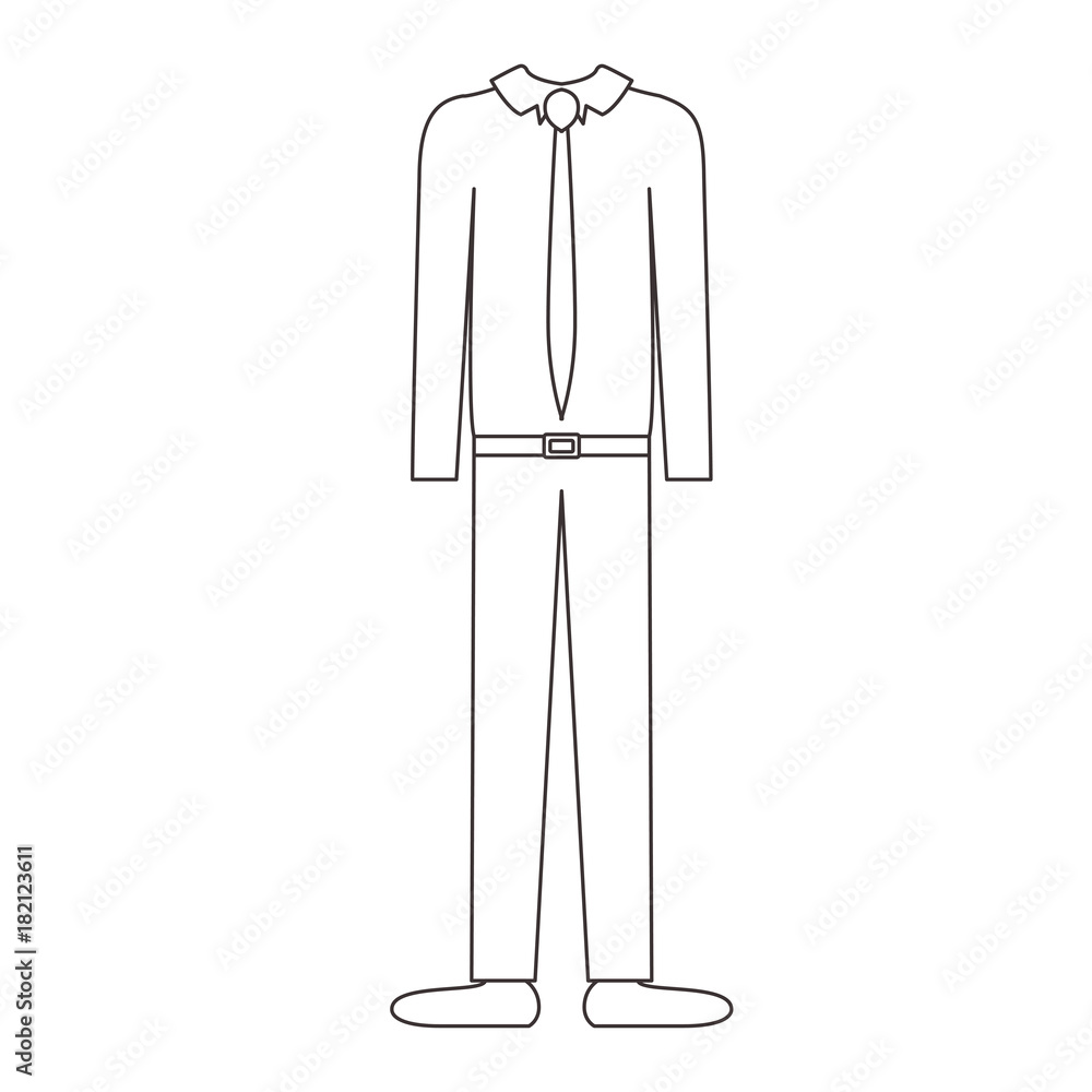 male clothes with shirt and tie and pant and shoes in monochrome silhouette vector illustration male clothes with shirt and tie and pant and shoes in monochrome silhouette vector illustration