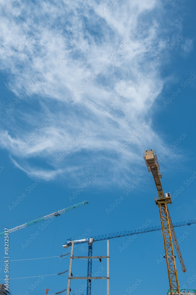 Construction Cranes  in Bangkok,Thailand .(Selective focus)