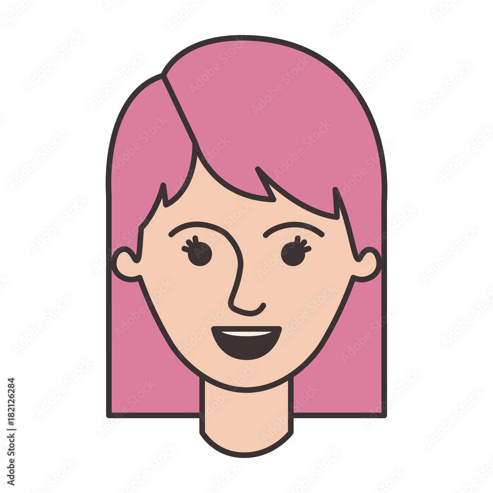 female face with mid lenght hair in colorful silhouette vector illustration female face with mid lenght hair in colorful silhouette vector illustration