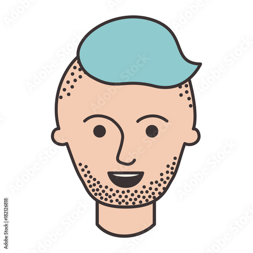 male face with high fade haircut and stubble beard in colorful silhouette vector illustration