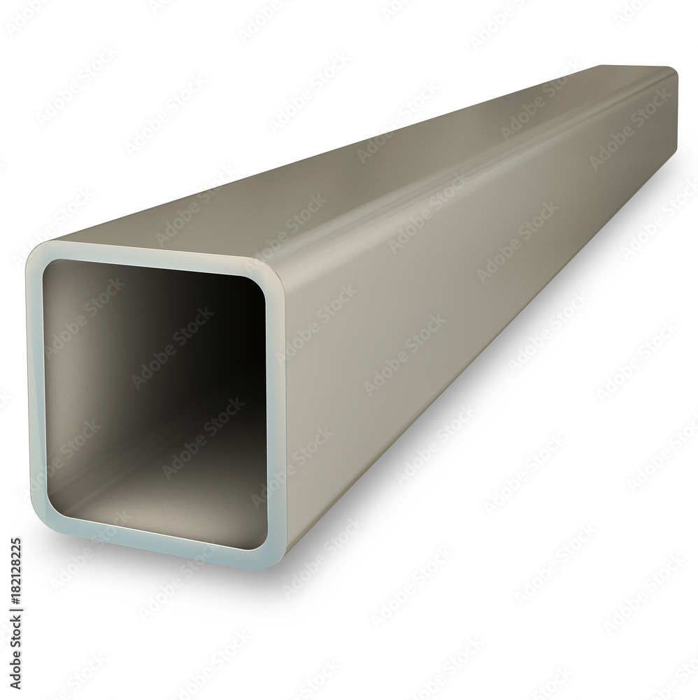 Fotografie Steel profile pipe isolated on white background. 3D rendering