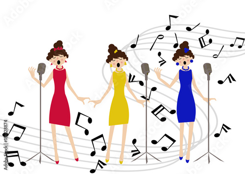 コーラス。女性コーラス。音楽のクリップアート。
