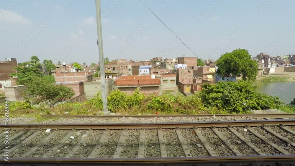 Indian Railway, Train Track and Landscape, India, Time Lapse Second Version, Slow, 4k
