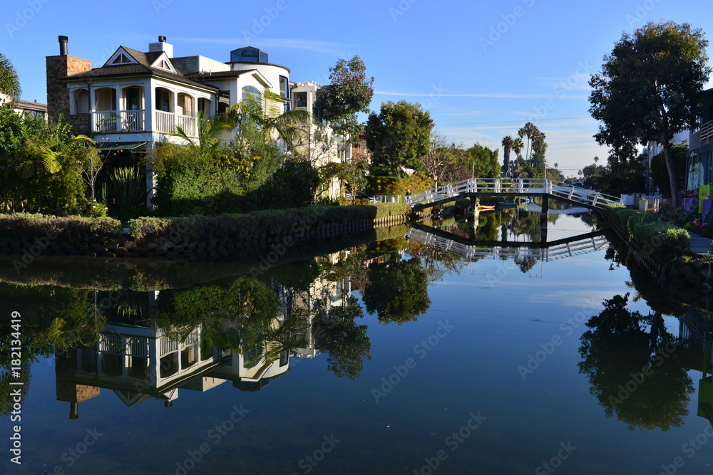 Homes at the Venice canals at Venice Beach, Los Angeles