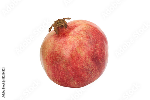 Single ripe pomegranate fruit isolated photo
