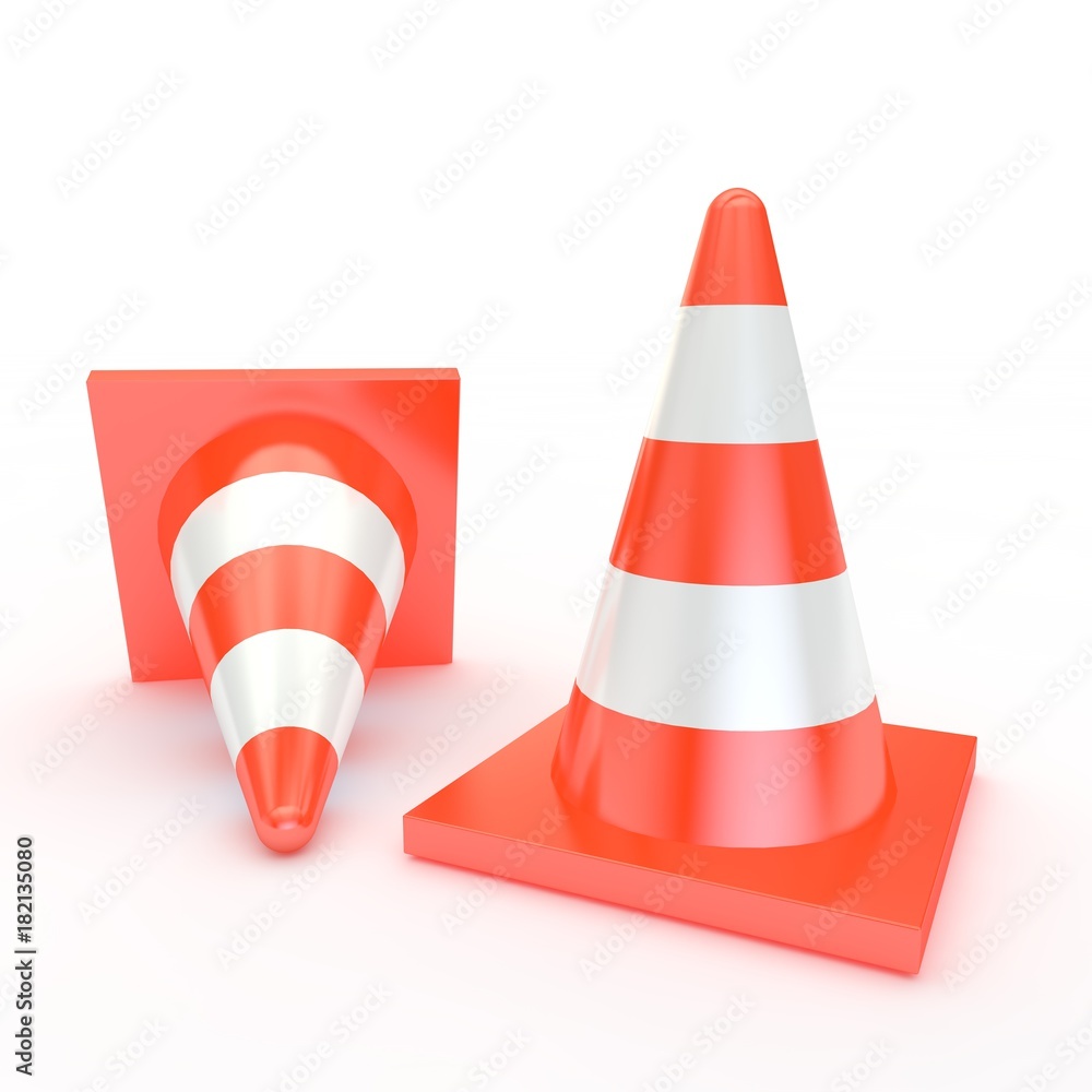 Orange traffic cones with white stripes Orange traffic cones with white stripes