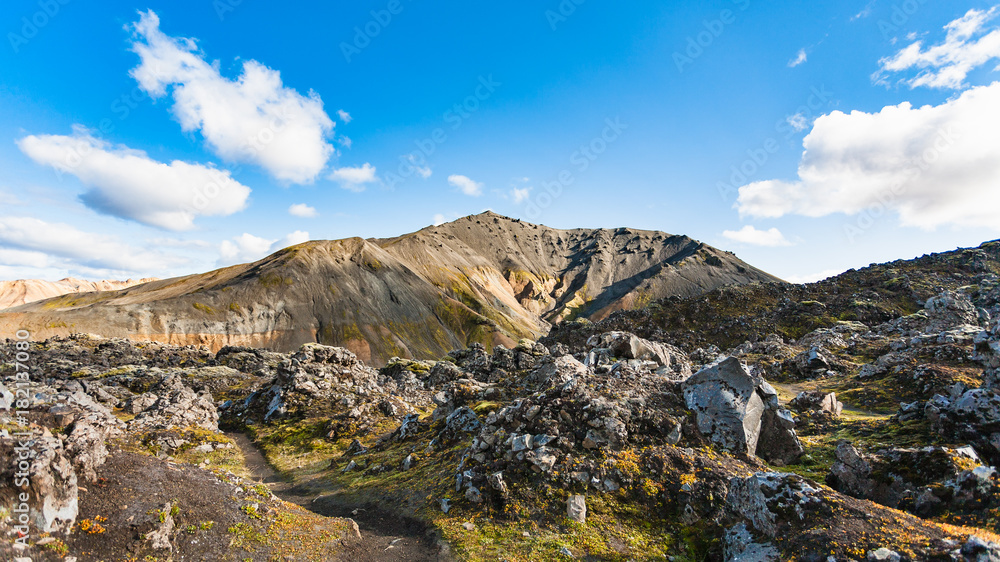 volcanic mount and at Laugahraun lava field