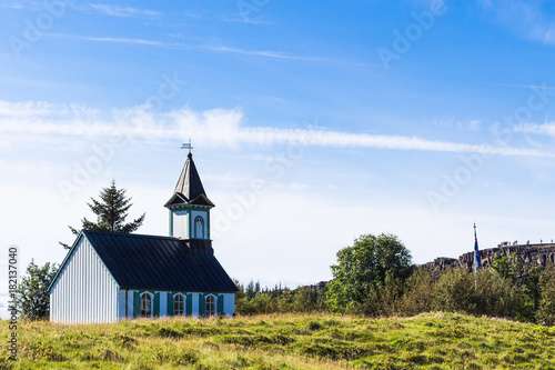 view of Thingvallakirkja church in Thingvellir photo