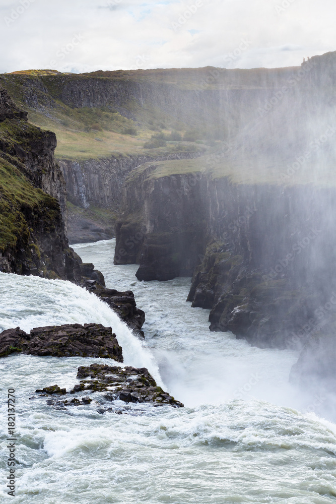 Gullfoss waterfall in autumn day