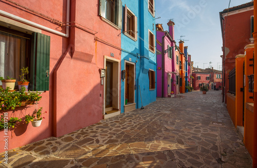 Fototapeta Naklejka Na Ścianę i Meble -  VENICE (VENEZIA) ITALY, OCTOBER 17, 2017 - View of Burano island, a small island inside Venice area, famous for lace making and its colorful houses
