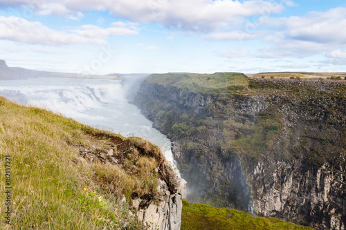 Gullfoss in canyon of Olfusa river in autumn