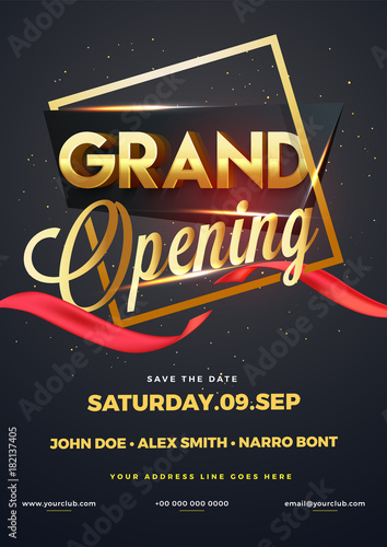 Grand opening flyer or invitation card.