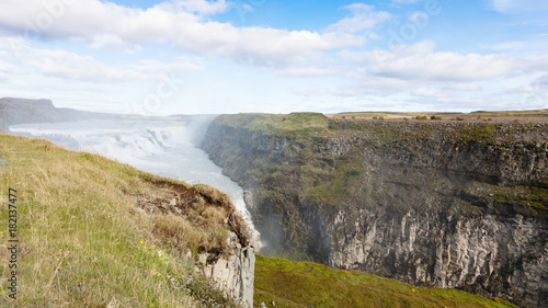 view of Gullfoss in canyon of Olfusa river
