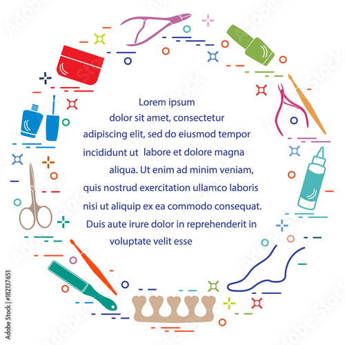 Silhouette of manicure and pedicure tools and products for beauty and care.