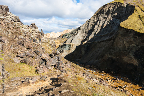 path to gorge in Landmannalauga in Iceland photo