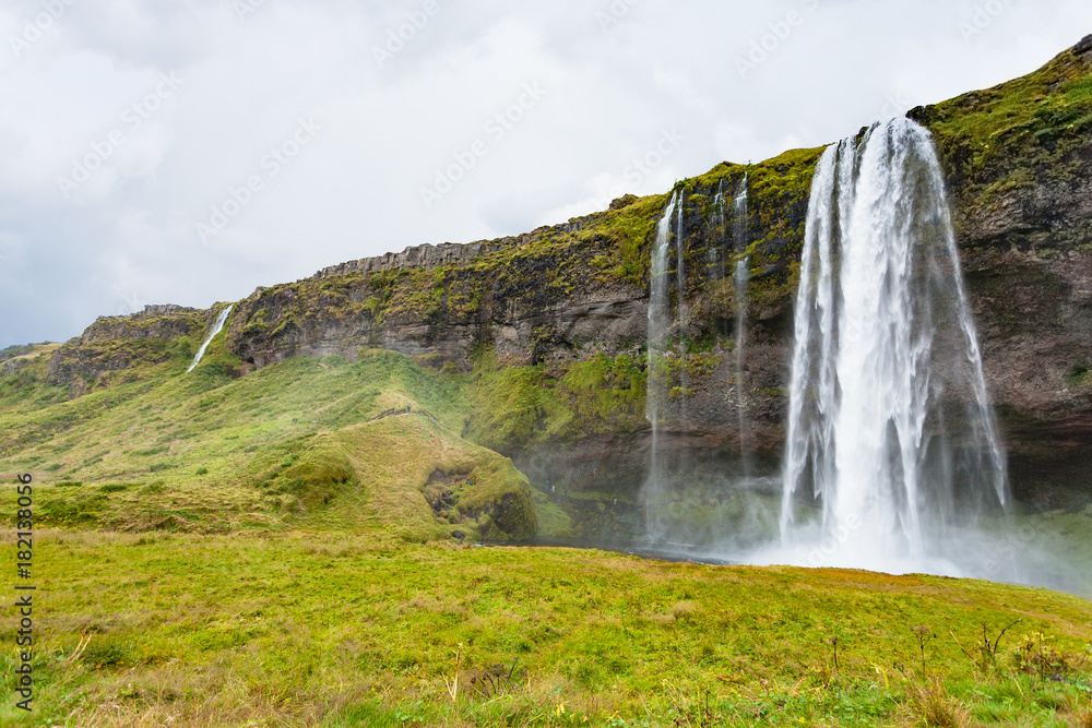 view of Seljalandsfoss waterfall in autumn view of Seljalandsfoss waterfall in autumn