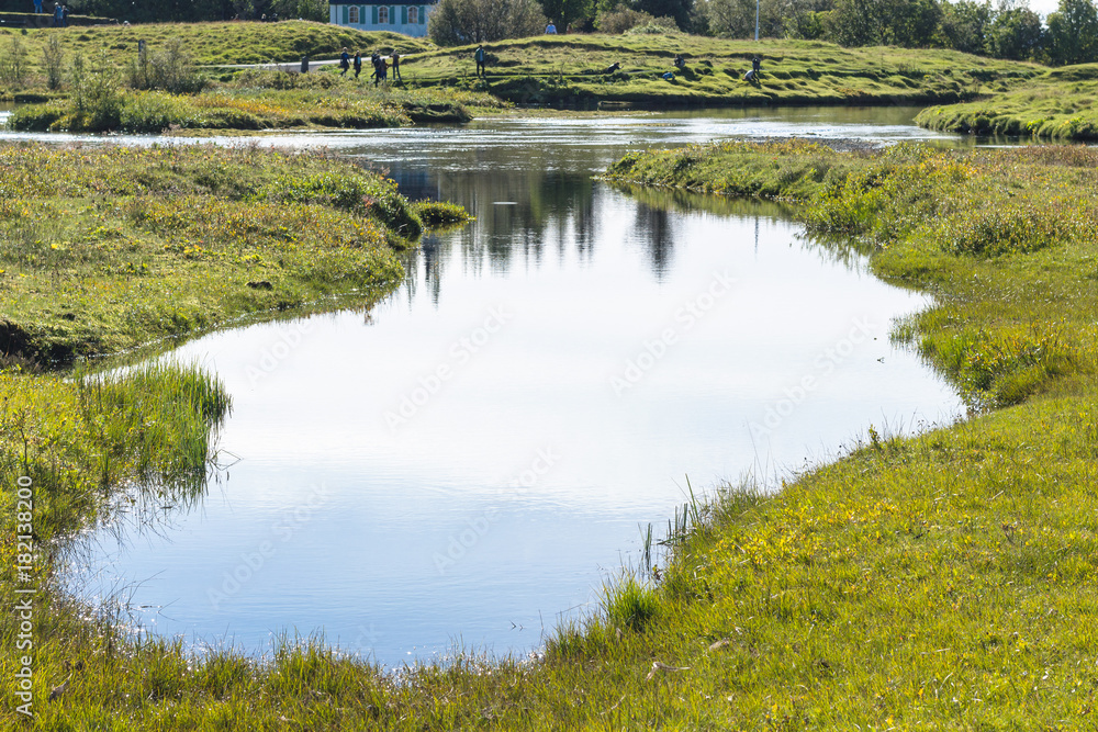 ponds in valley of Oxara river in Thingvellir ponds in valley of Oxara river in Thingvellir