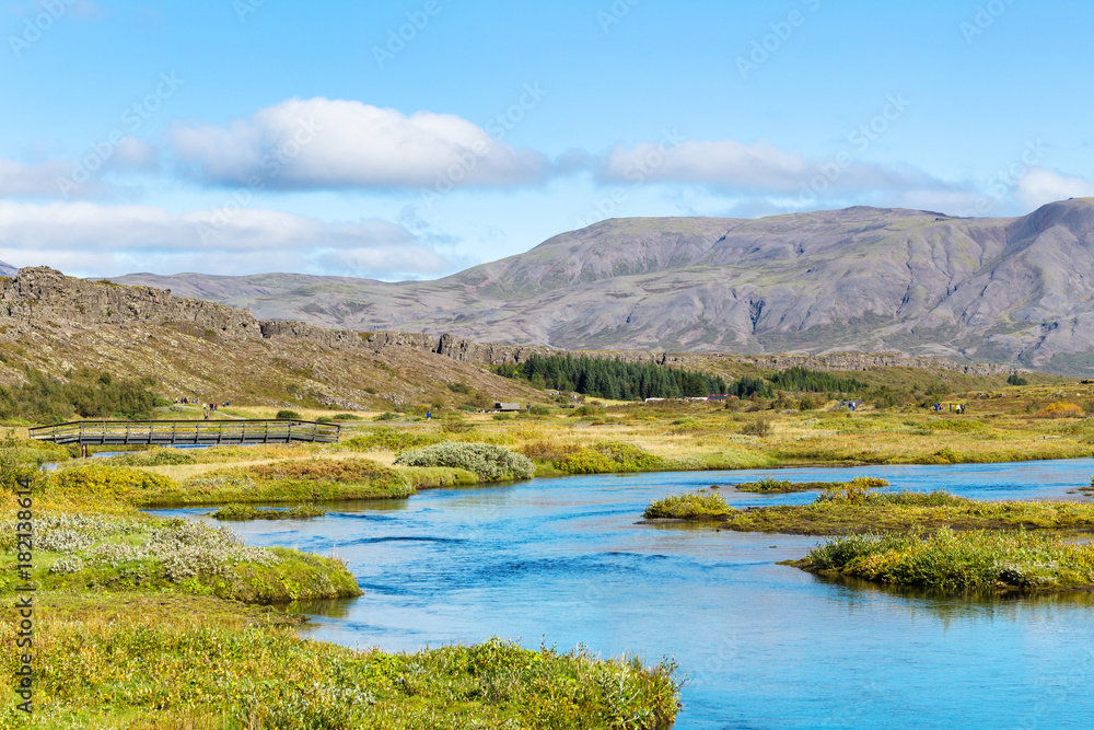 Oxara river in Thingvellir national park in autumn