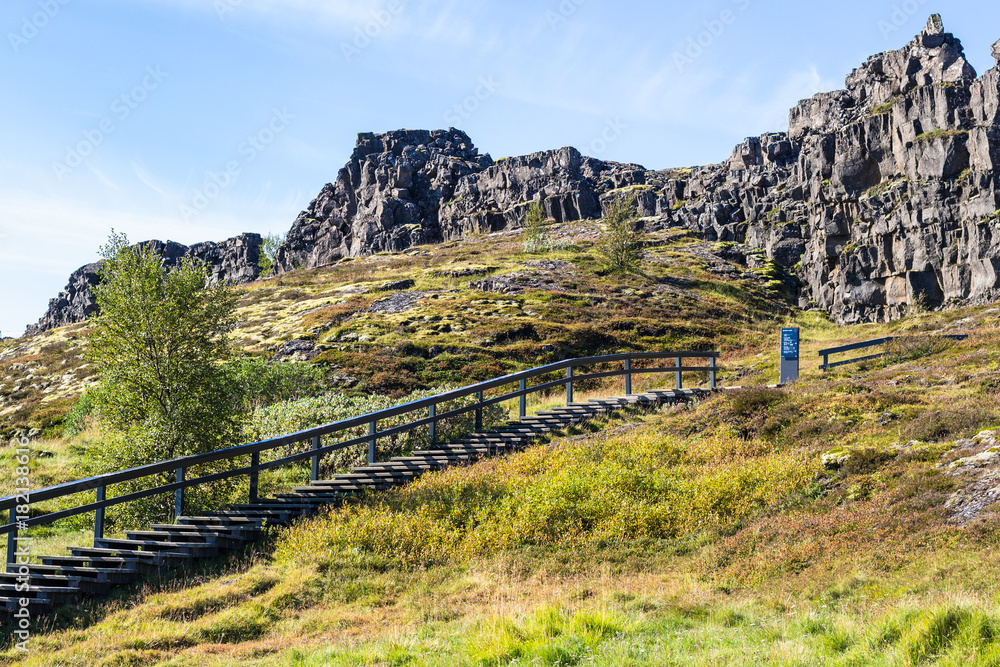 path to Logberg (Law Rock) mountain in Thingvellir